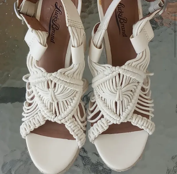 Lucky Brand Cream Crochet Wedges - Image 4