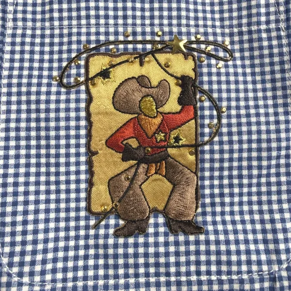 Western Gingham Button Down‎ Shirt Womens Small Blue Embroidered Studded Cowgirl - Image 3