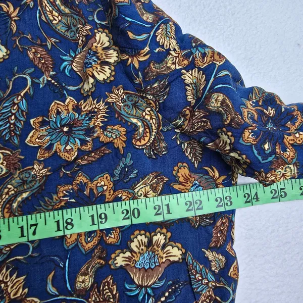Natural Life Blue Floral‎ Paisley Button Front Mini Dress XL Long Sleeve Boho - Image 6
