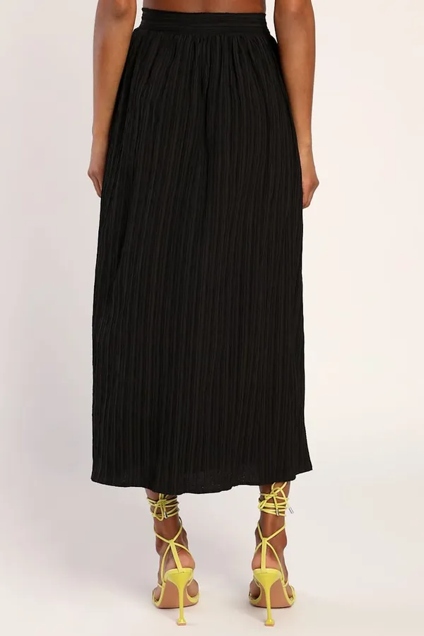 New Lulus Midsummer Memories Black Mid-Rise Maxi Skirt Size Small MSRP $45 - Image 3