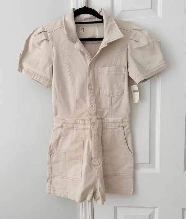 Anthropologie Pilcro The Kit Utility Romper in Beige , Size 6 - Image 7