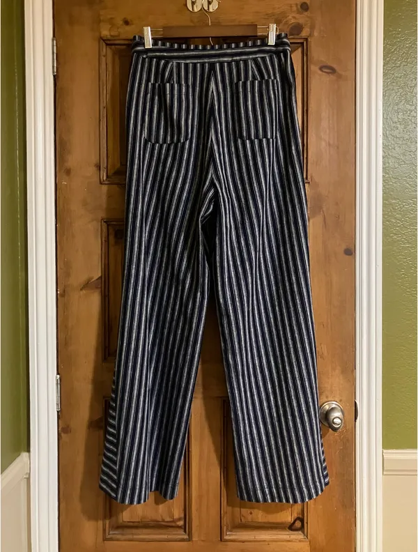 Laundry by Shelli Segal Navy & White Striped Wide Leg Pants - Image 3