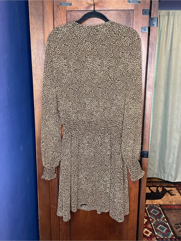 Show Me Your Mumu Adelaide Leopard Print Ruffle Mini Animal Western Boho Dress L - Image 6