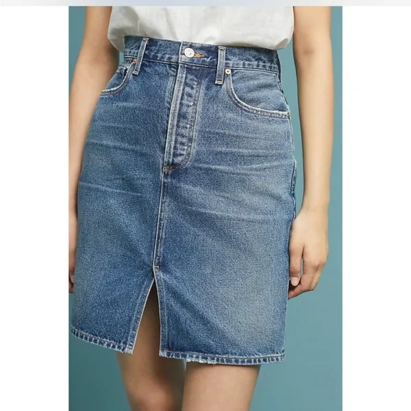 Citizens of Humanity Denim‎ Midi Skirt Size 26 Stretch Made in USA - Image 8