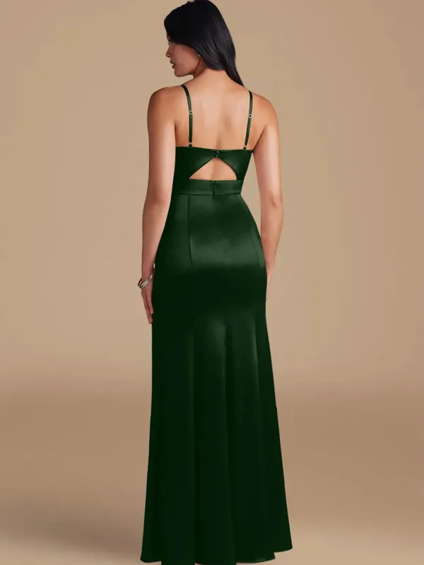 Azazie Shania Satin Bridesmaid Dress Sz 2 Eucalyptus - Image 15