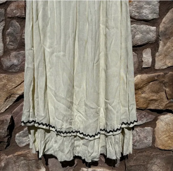 VTG Scully Embroidered Maxi Pull-on Skirt Gauzy Womens Large Boho Layered - Image 7