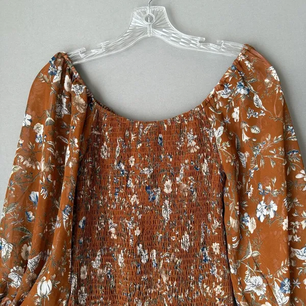 Princess Polly‎ sz 6 Rust Orange Floral boho fitted midi Dress NWOT - Image 2