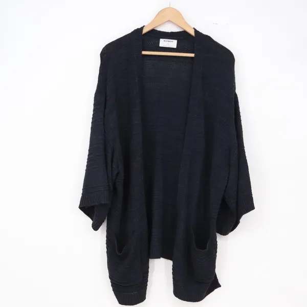 Old Navy Cardigan Womens XL Open Front Navy Blue Textured Knit Pockets Excellent - Image 2