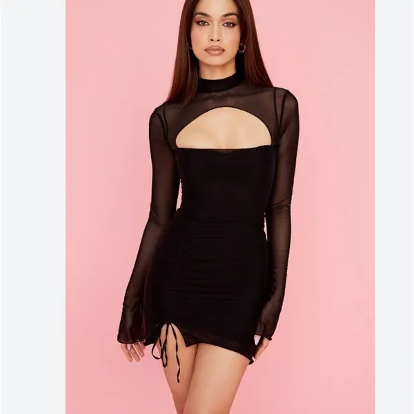 House of CB Cecilia Black Mesh Cut Out Mini Dress NWT Size M - Image 7