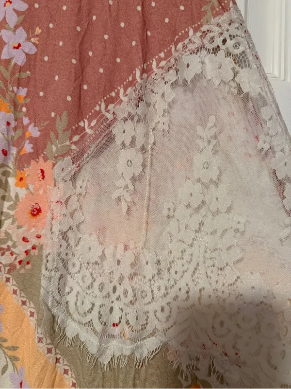 Free People Vienne Tee Lace Floral‎ Tunic Top Fairy Whimsical Floral Boho Hippie - Image 5