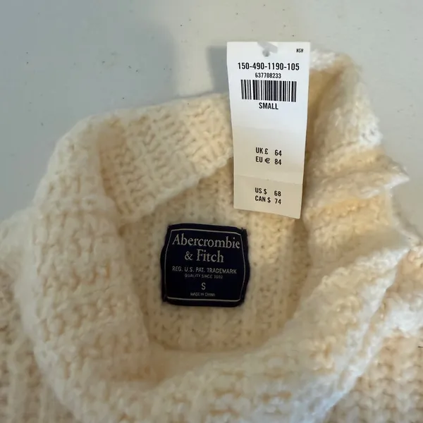 Abercrombie & Fitch Womens Colorblock Turtleneck Sweater Cream‎ Beige SmallNWT - Image 6
