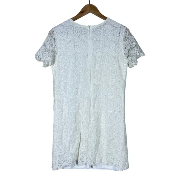 Lulus Mini Graduation Dress Floral Lace Shift White Bridal Elegant Size M - Image 3