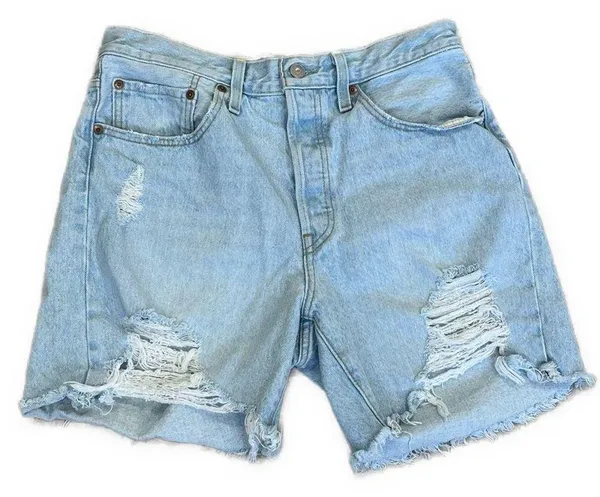 Levi’s 501 Button Fly High Rise Distressed Jean Shorts Sz 30 - Image 2