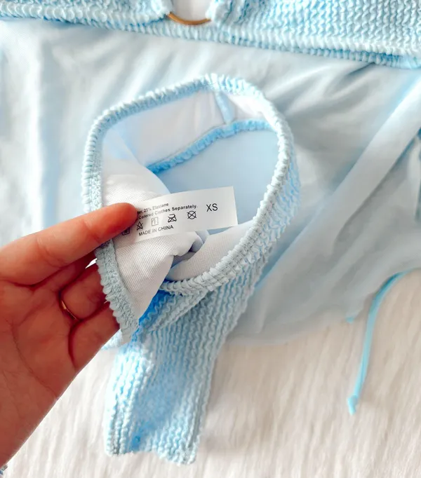 NWOT 3 Piece Baby Blue Textured Bikini Set - Image 2