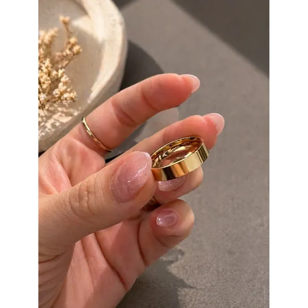 14K Gold 5mm Ring Chunky Women Pinky Band Thick Cigar Wedding Stack Unisex LUX - Image 2