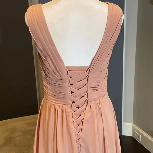 Women’s V-Neck Ruched Full Length Chiffon Bridesmaid Formal Dress Size S NWOT - Image 5