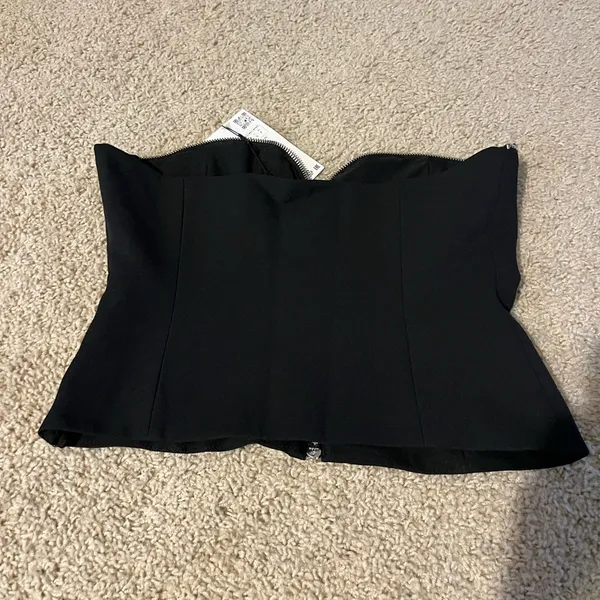 ZARA Black strapless zipper top never worn - Image 7