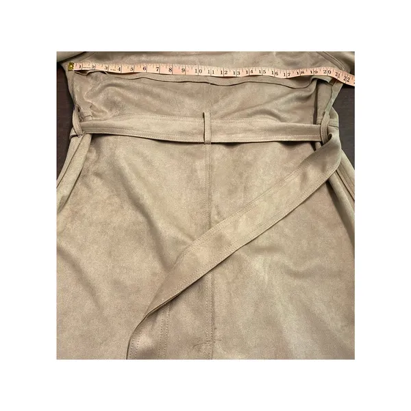 NWT Tahari Faux Suede Trench Coat Taupe Belted XL Long Duster Jacket Capsule - Image 6