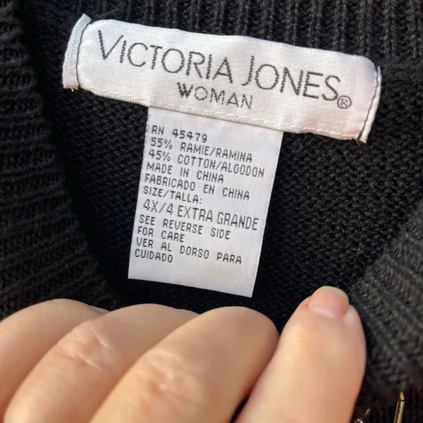 Vintage Victoria Jones size 4X gold silver ramie cotton sweater. - Image 4