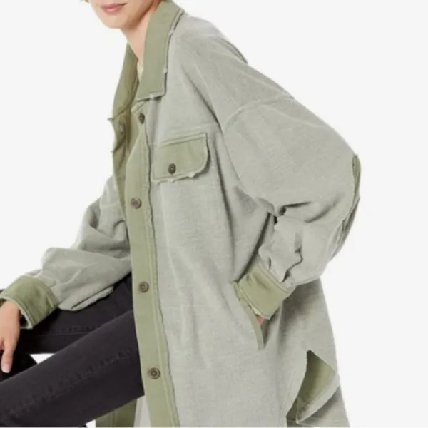 Free People Oversized Ruby Jacket in Jaded Shacket Grunge 90s Distressed Small - Image 7