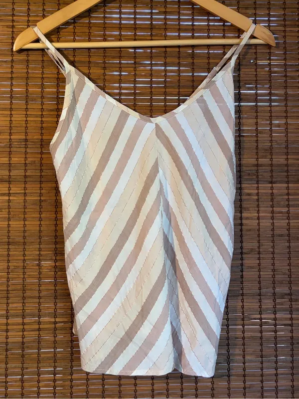 Anthropologie Self Contrast Chevron Metallic Stripe Cami Top XS NWOT - Image 2