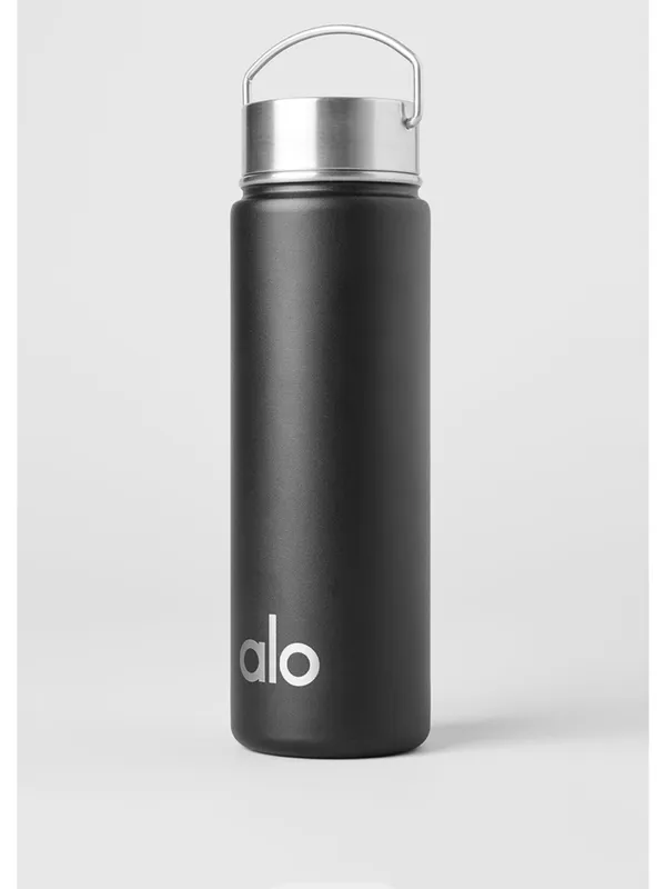 ALO Yoga Black Aluminum Water Bottle with Carry Handle NWT 24oz - Image 14