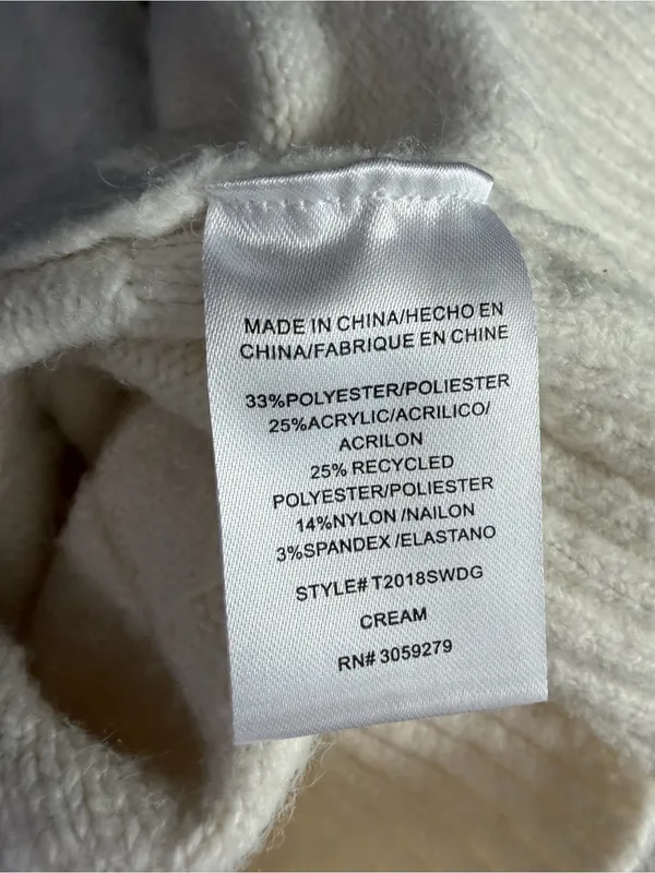 Weekend LA Box Weave Knit Cream Collared Sweater Cozy Soft Medium - Image 7