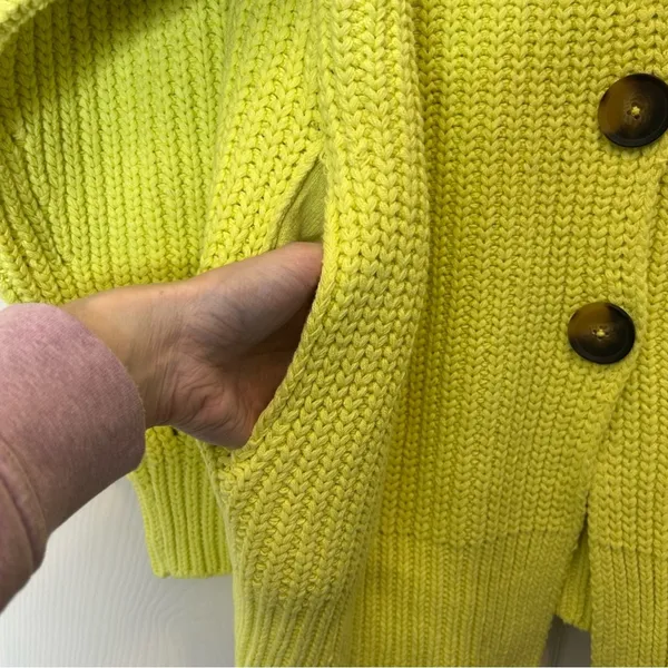 Free People Knit Sweater Neon Yellow Cardigan Swim Too Deep Cardi Oversized XS - Image 10