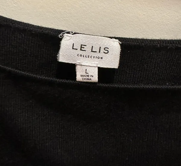 Black Puff Sleeve Top Size L - Image 2