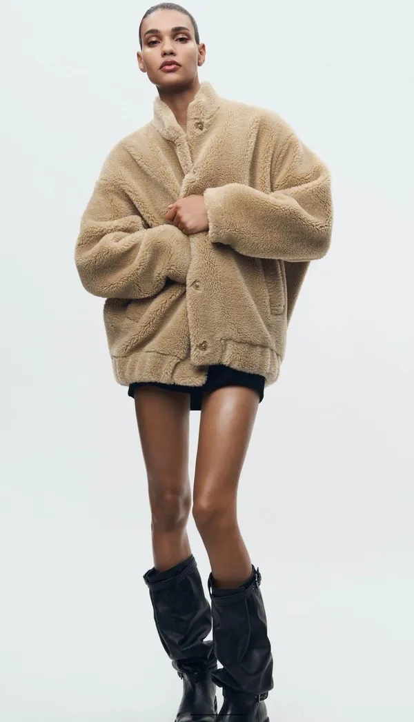Zara Sold out faux shearling bomber - Image 2