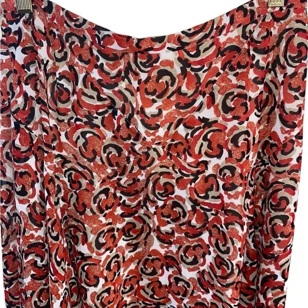 Jones New York White Tan Red midi skirt 90s Boho Coastal Cowgirl Professional - Image 5