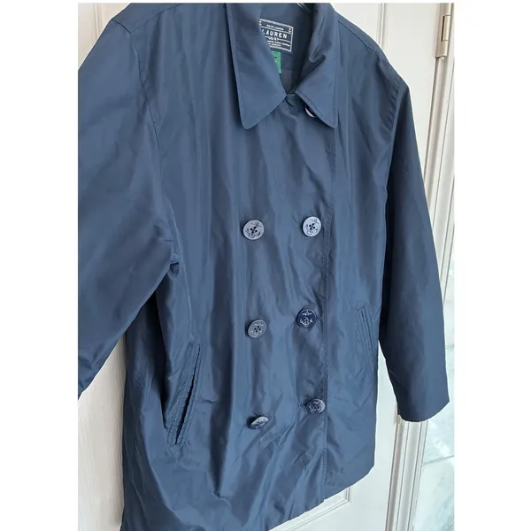 Lauren Ralph Lauren Womens‎ L Navy Nylon Double Breasted Pea Coat US/67 - Image 9