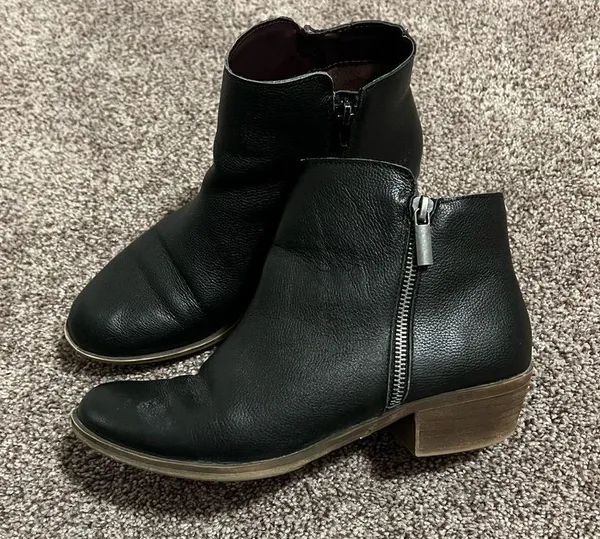 Black Ankle Booties with Side Zipper and Rounded Toe - Image 3