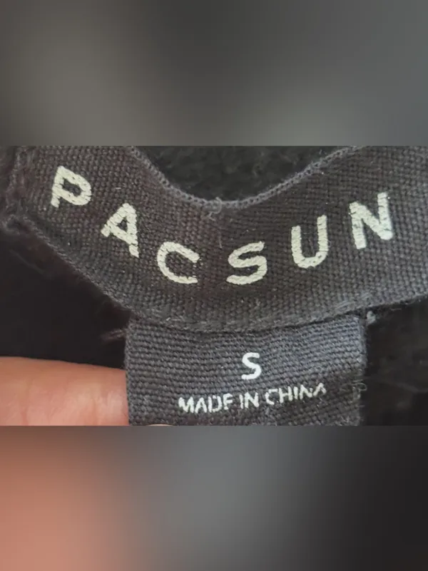 PacSun Black with Yellow, Pink & Green Graphic Unisex Pullover Hoodie Size S - Image 3