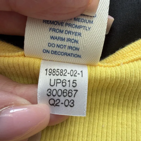 VTG Y2K Old Navy Womens Embroidered Strawberry Ribbed Lace Up Tank Size M Yellow - Image 12