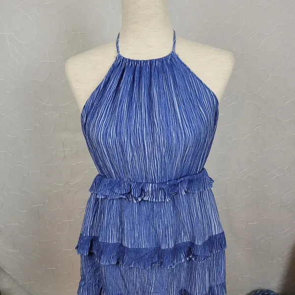 Lulus Womens‎ Downright Darling Dress Medium Blue Halter Open Back Mini Rodeo - Image 12