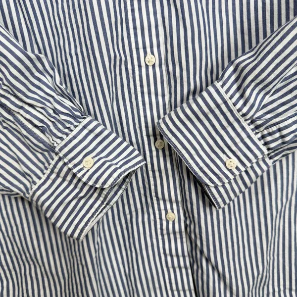 Old Navy M Oversized Striped Boyfriend Shirt Cotton Long Sleeve Button Down Top - Image 4