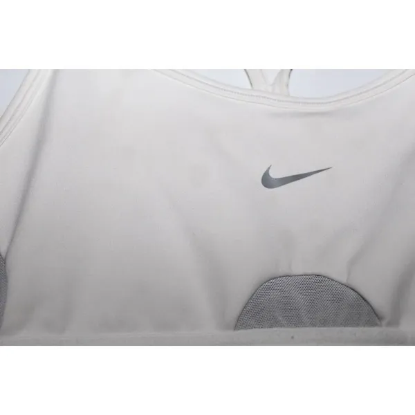 Women's Nike Dri-FIT White Gray Athletic Elastic Racerback Sports Bra Size Small - Image 3