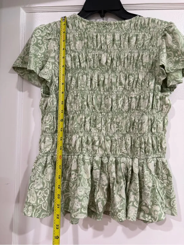 Wonderly Sage Green Smocked Peplum Blouse - Image 5