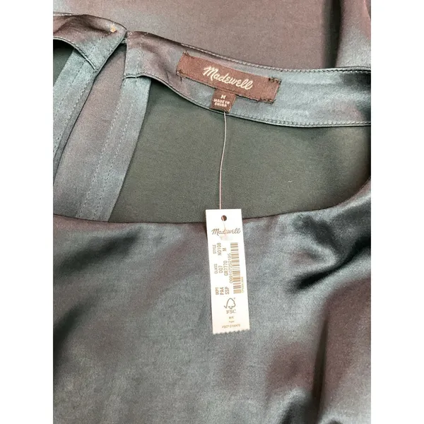 Madewell Satin Shift Mini Dress in‎ Smokey Spruce Size Medium - Image 10