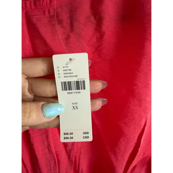 Anthropologie Red Pleated Sleeveless Blouse Top Rouge Round Neck NWT XS‎ - Image 4