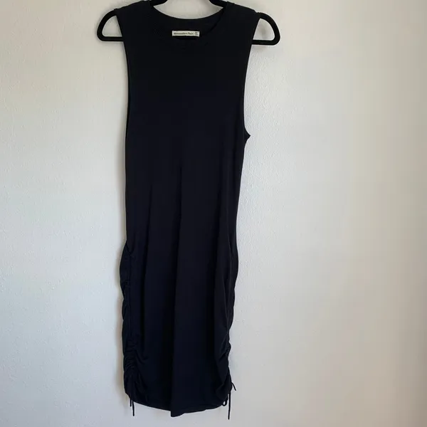 Abercrombie & Fitch‎ Black Sleeveless Ribbed Cinch Side Midi Dress - Image 2