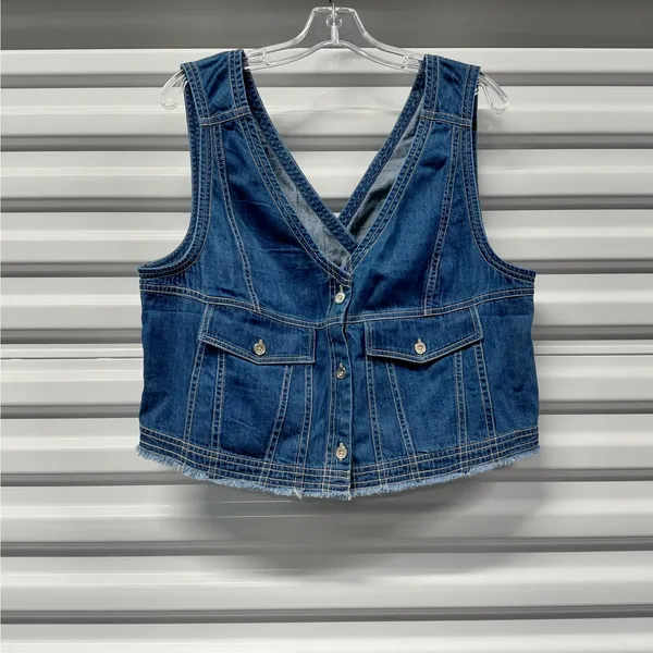 Anthropologie Pilcro Women Denim Vest Top Large Festival Western Coastal Cowgirl - Image 2