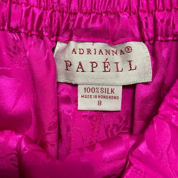 Adrianna Papell Fuchsia Pink Silk Skirt With Floral Design Size 8 - Image 2