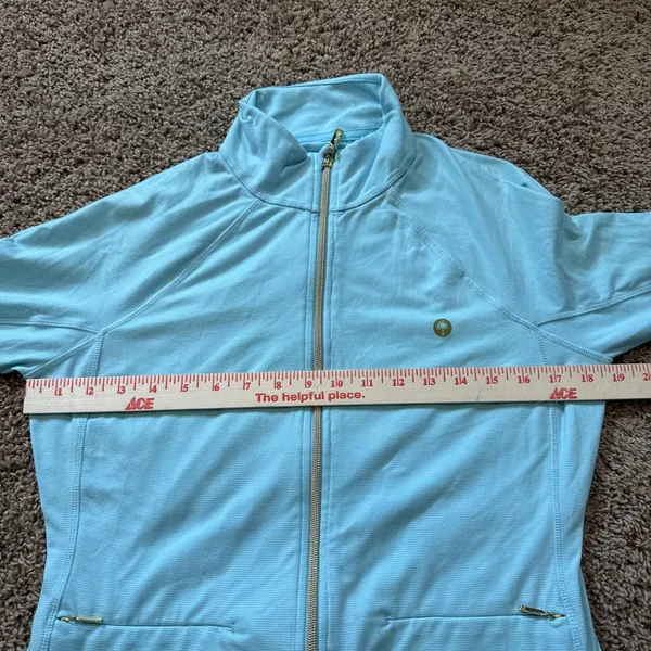 Lilly Pulitzer 50+ Luxletic Teal Brittana Jacket Womans Sz Large Resort Vacay - Image 6