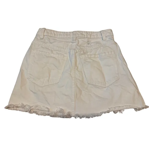 Free People We The Free White "Zip It Up" Denim Mini Skirt - Size 24 - Image 2
