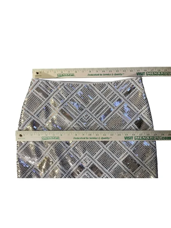 White House Black Market Metallic Sequin Diamond Skirt Womens 6 EUC Tan Gold - Image 7