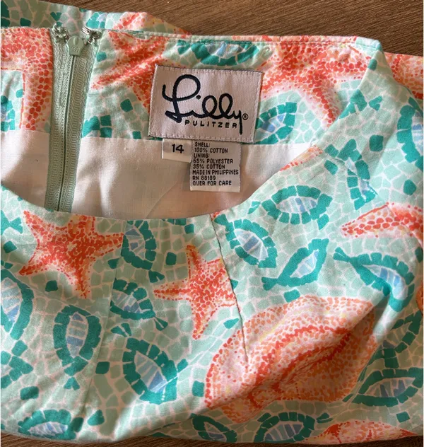 Lilly Pulitzer Skirt Mini Vintage Seashell fish print - Image 3