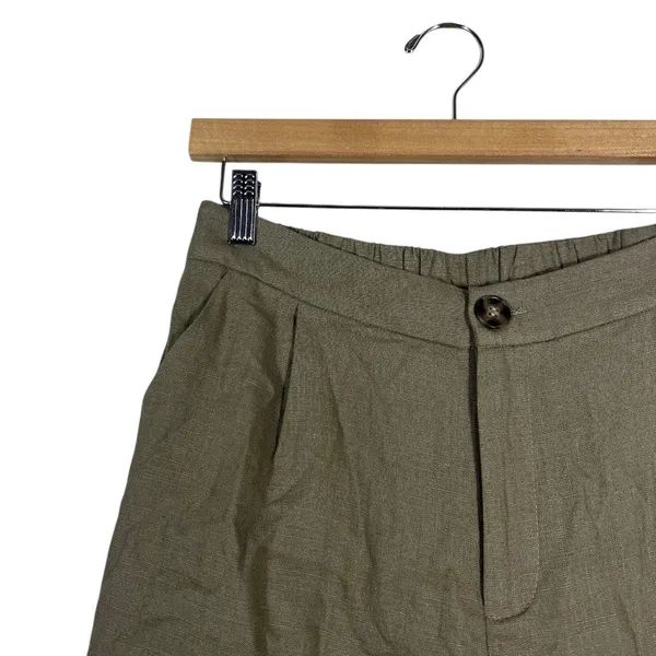 NWT Molly Bracken Premium Solid Linen Blend Shorts Olive Green Summer Size S - Image 3