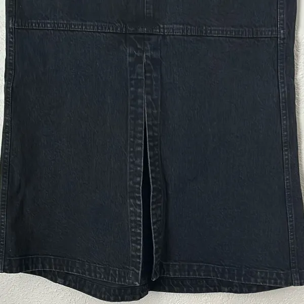 Tibi Size 29 Black Low Rise Denim Jean Midi Skirt with Front Slit - Image 6